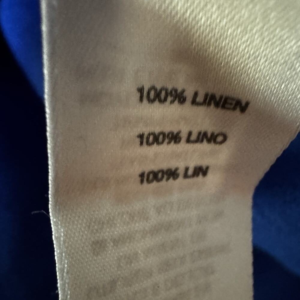 Chico’s Cobalt Blue Jacket Shacket Sz 3 (XL, 14-16) 100% Linen Women's High Neck - Picture 7 of 12